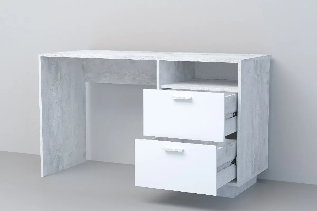 Стол Письменный СТ-3 ПД Эго Бетон Светлый/Белый Глянец Стол Письменный СТ-3 ПД Эго Бетон Светлый/Белый Глянец