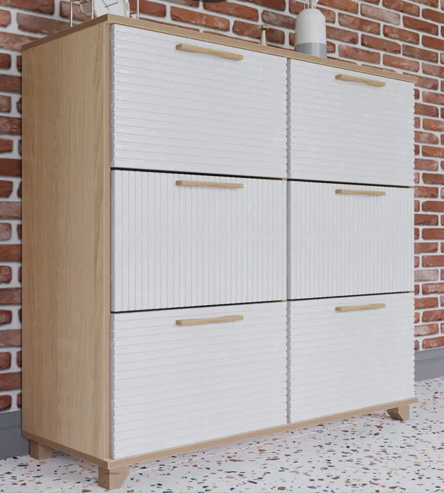 Обувница Копенгаген 6 ящиков (дуб сонома/белый матовый)