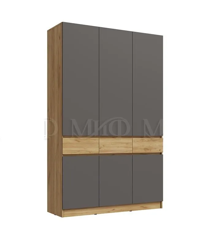 Шкаф Роджинамиф 3-х створчатый (дуб крафт/графит)