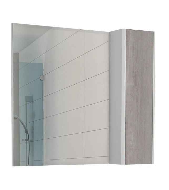 Шкаф-зеркало Uno 80 Дуб серый левый/правый Домино