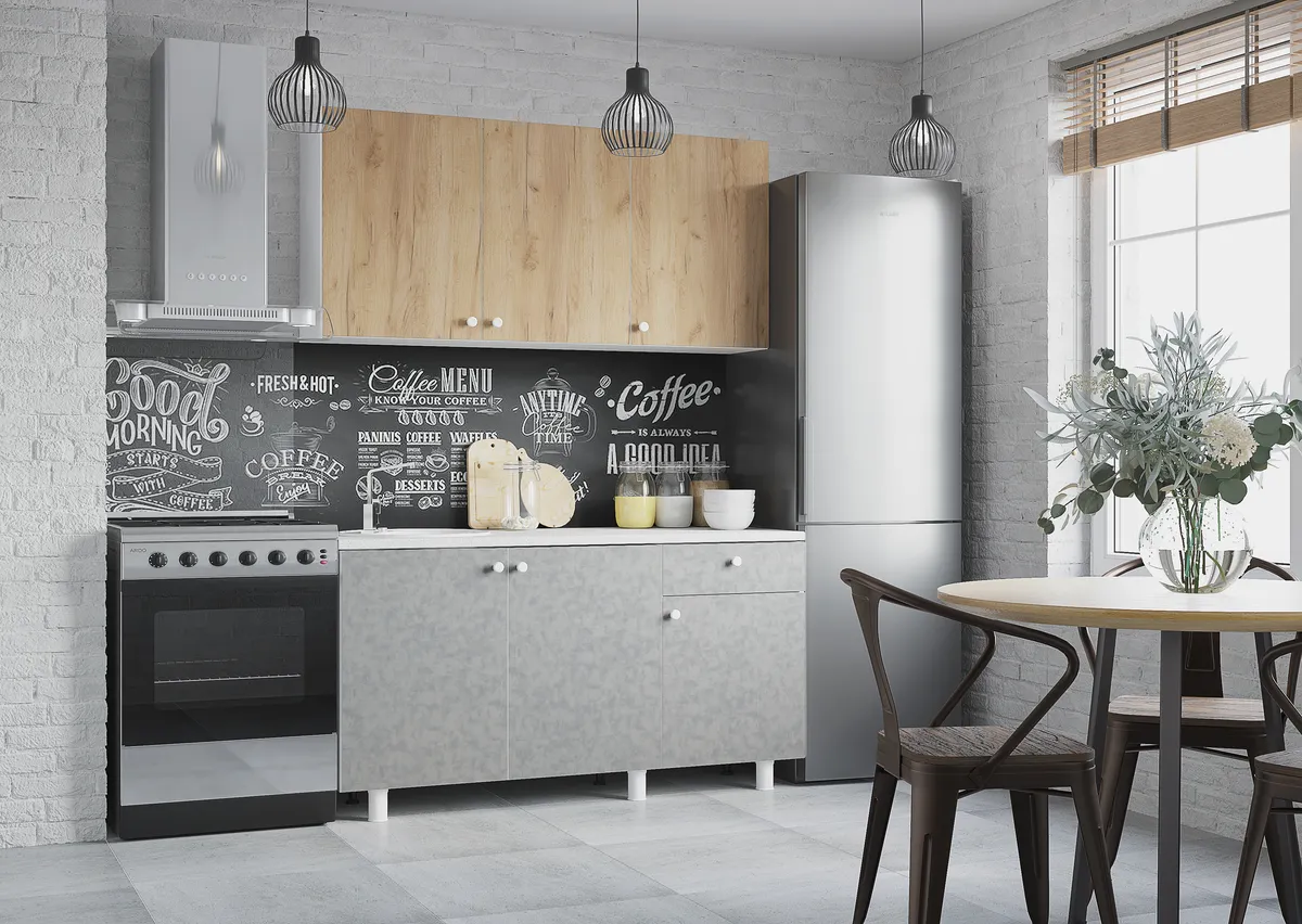 Кухня POINT 150 Крафт золотой/бетон