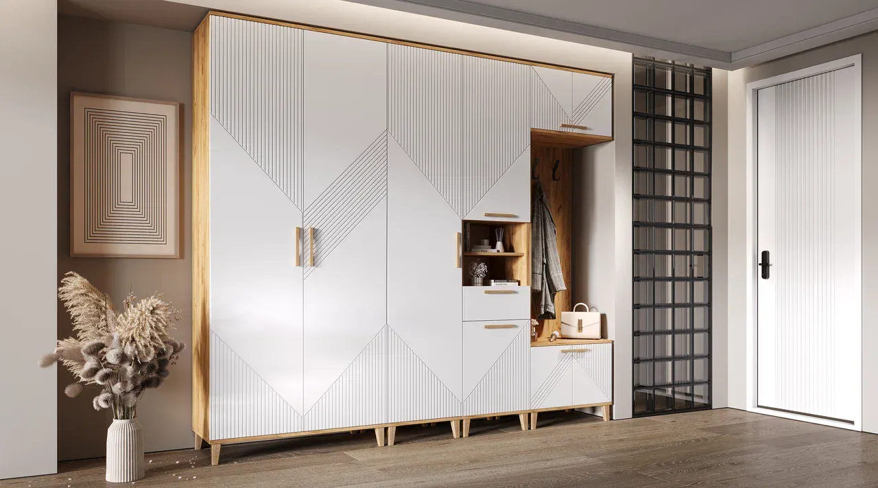 Прихожая Ирис Браш Вайт/Дуб Крафт