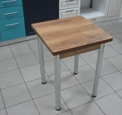 Стол Ломберный поворотно-раскладной 580*580 (дуб вотан), ножки хром Стол Ломберный поворотно-раскладной 580*580 (дуб вотан), ножки хром