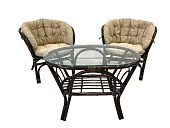 Комплект Багама Дуэт с бежевыми подушками и овальным столом