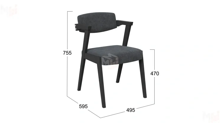 Стул Гонконг 2 - N-242 Черное дерево, тк. №219 Велюр Jercy graphite