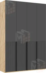 Шкаф 4-ств Марвэл 1600 мм. с доп.ящиками  Графит/Дуб крафт