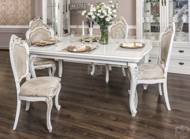 Столовая Натали белый глянец (прямоугольный стол)