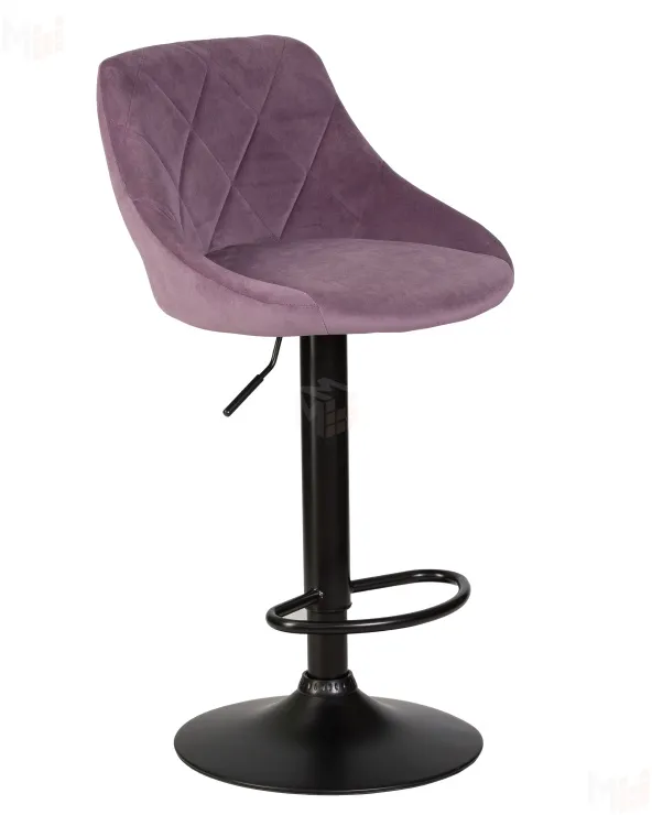 Стул барный DOBRIN LOGAN BLACK (пудрово-сиреневый велюр (MJ9-52))
