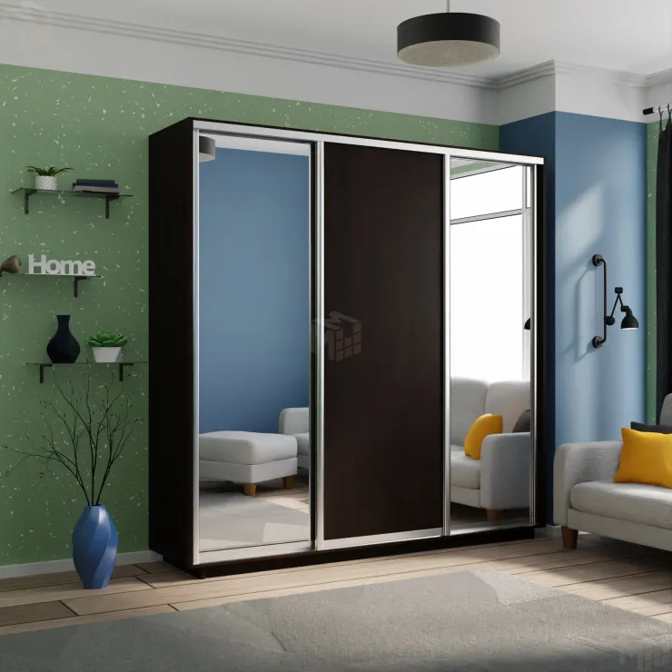 Шкаф-купе Экспресс трио (2 зеркала) 2100 Венге