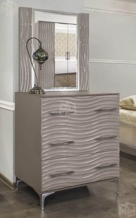 Комод Гравита 3 ящика серый камень глянец