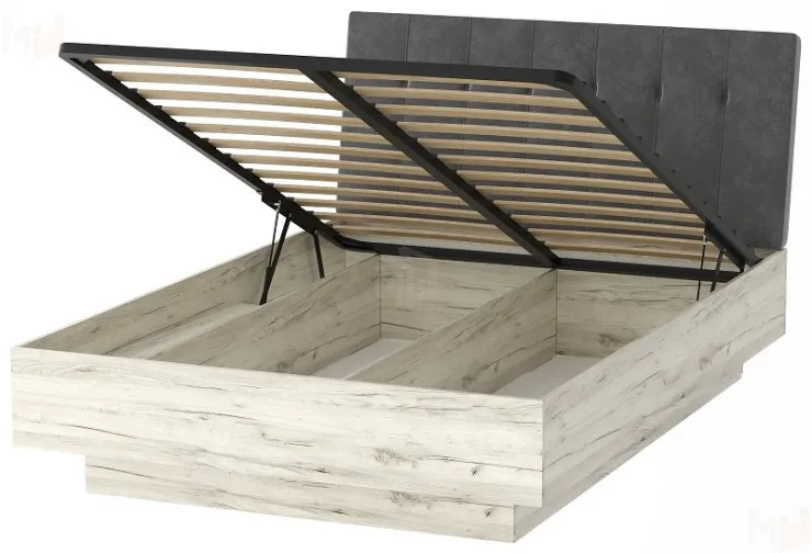 Кровать КРС-1400 СОНАТА с подъёмным механизмом Крафт белый - велюр GRAFIT Кровать КРС-1400 СОНАТА с подъёмным механизмом Крафт белый - велюр GRAFIT