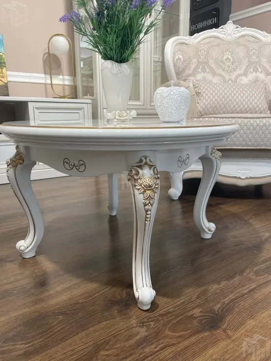 Столик круглый Натали белый глянец