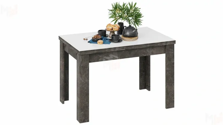 Стол обеденный Норман тип 1 Ателье темный, Стекло Белый глянец