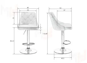 Стул барный DOBRIN JOSEPH BLACK (пудрово-сиреневый велюр (MJ9-52))
