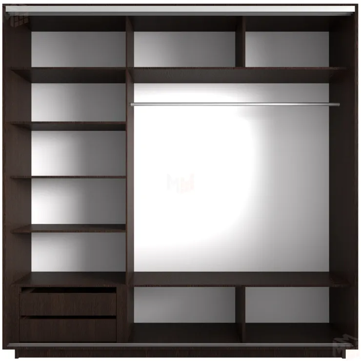 Шкаф-купе Экспресс трио (2 зеркала) 2100 Венге