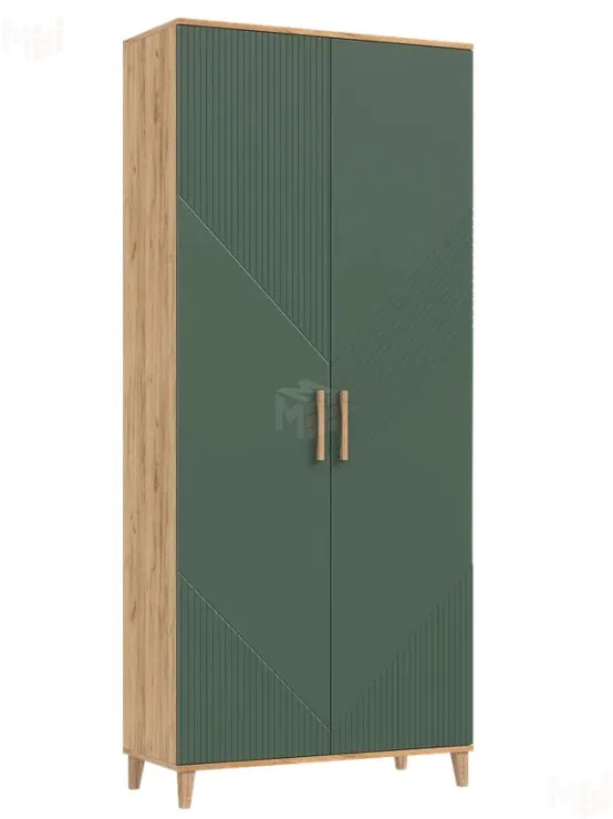Шкаф Ирис для прихожей Браш Мени Грин/Дуб Крафт