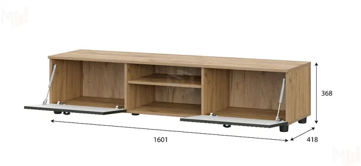 Тумба ТВ Милан со створками и нишей Дуб Золотой/Олива Софт