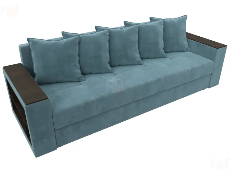 Диван прямой Дубай Лайт полки слева ( Бирюзовый )
