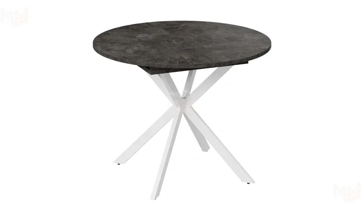 Стол обеденный раздвижной Мэдисон Тип 1 Белый муар, Ателье темный