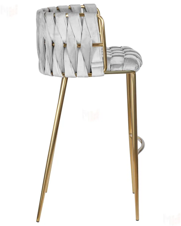 Стул барный DOBRIN EMMA GOLD (светло-серый велюр (135-37))