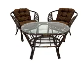 Комплект Багама дуэт с простыми коричневыми подушками и овальным столом