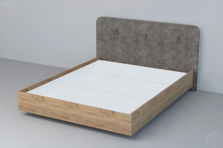 Кровать 031 Эго Дуб Крафт Золотой/Стальной Серый  (Пуговицы) ЛН 1600х2000 Кровать 031 Эго Дуб Крафт Золотой/Стальной Серый  (Пуговицы) ЛН 1600х2000