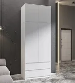 Шкаф Челси 2-х ств с антресолью (белый/белый глянец) Шкаф Челси 2-х ств с антресолью (белый/белый глянец)