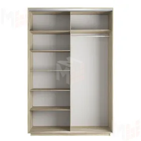 Шкаф-купе Оптим 2-х дверный  4 секции 140 см. 1 штанга, 6 полок
