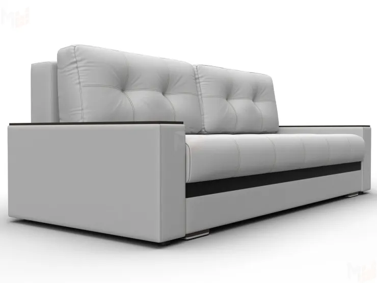 Диван прямой с декором Лига-096 НПБ ( Белый\Черный )