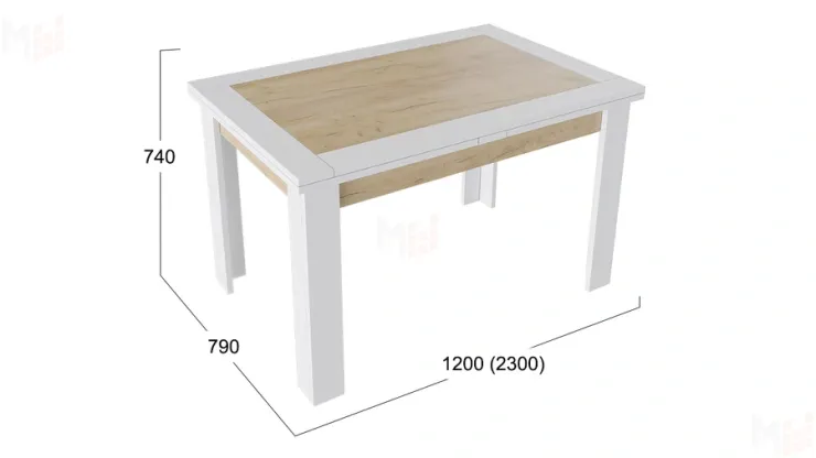 Стол раздвижной Хьюстон Тип 4  Белый, Дуб Крафт золотой