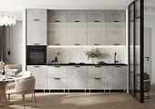 Кухня Рио NEW 3,0м (490) (Бетон светлый/Дуб Крафт Белый, Белый (Кастилло темный)