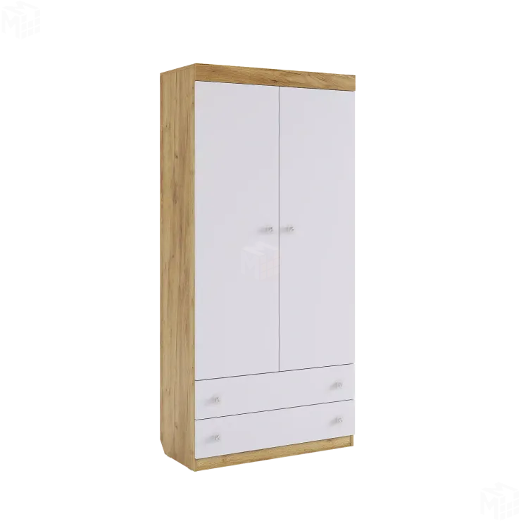 Шкаф комбинированный (с ящ. 2-створчатый) Форсаж  дуб крафт золотой/белый