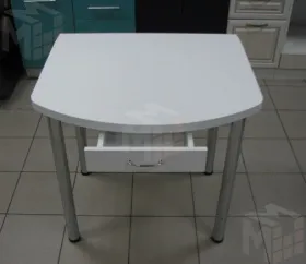 Стол Евро поворотно-раскладной с ящиком 780*680 (белый) ножки хром