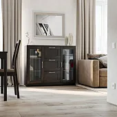 2.02.03.380.5 СИРИУС тумба 2 двери со стеклом и 3 ящика 117х95 Дуб Венге RU