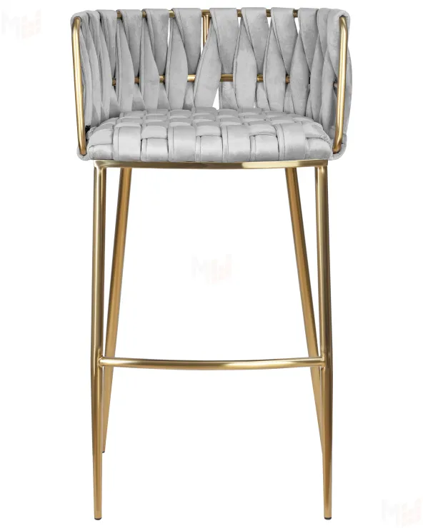 Стул барный DOBRIN EMMA GOLD (светло-серый велюр (135-37))
