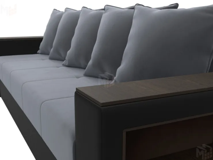 Диван прямой Дубай Лайт ( Серый\Черный )