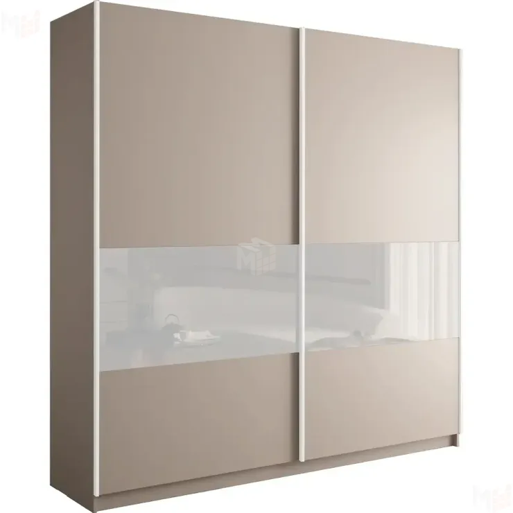 Шкаф-купе Прайм Широкий 2-х дверный 220 см, Кашемир/Белое стекло