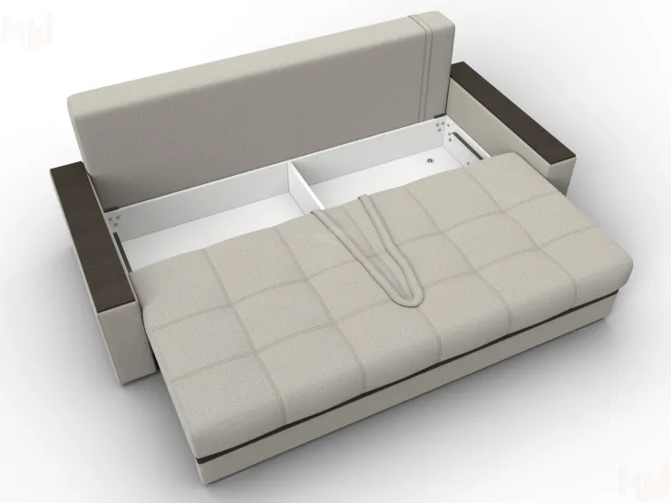 Диван прямой с декором Лига-096 НПБ ( Амур 02 Бежевый;Коричневый )