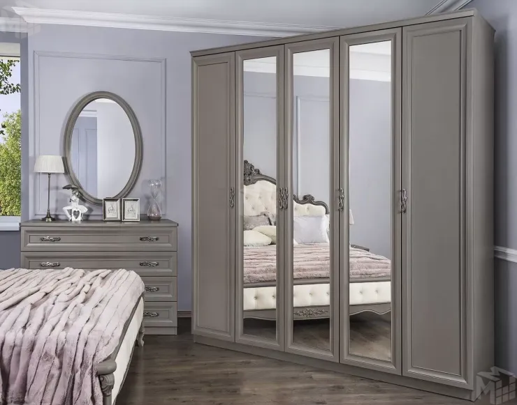 Шкаф Мишель Лайт 5-дверный серый камень