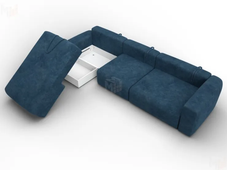 Диван угловой Лига-066 НПБ Лонг угол левый ( BRUT 11 синий )