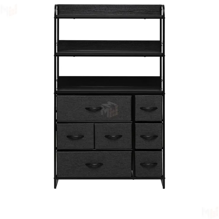 Комод Leset Ноа с полками 7 ящиков (Чёрный/Тёмно-серый/Чёрный матовый)