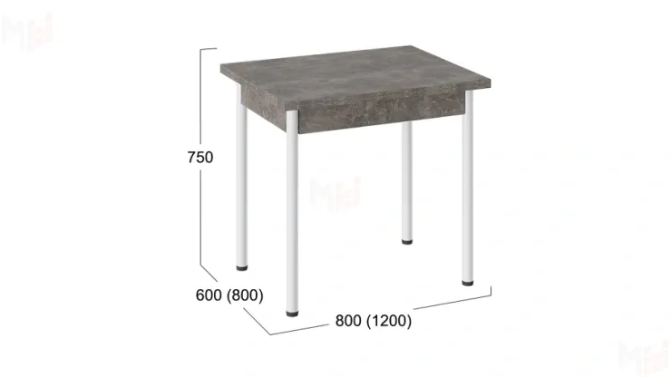 Стол  раздвижной Родос Тип 2 с опорой d40 Белый муар, Ателье темный