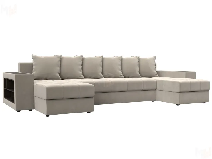 Диван П-образный Дубай полки слева