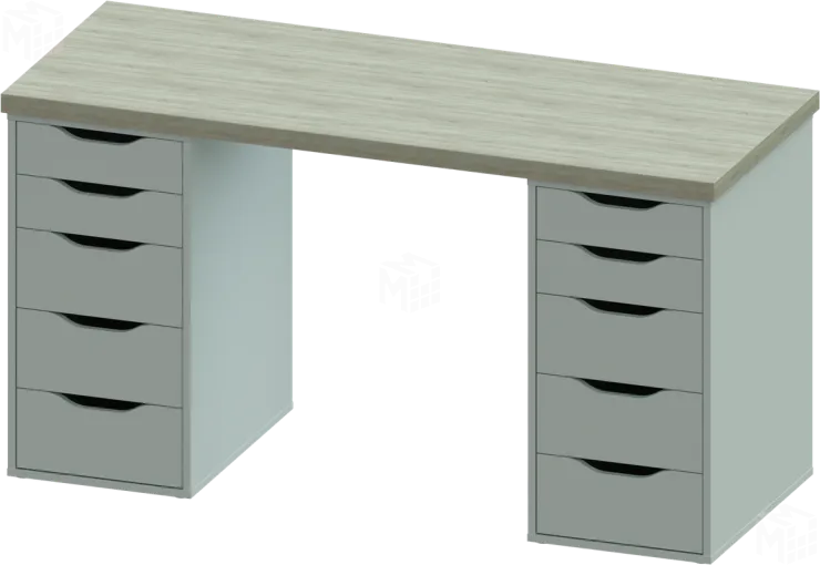 S00920 Ингар 2/55 стол письменный 140x75x55, дуб беленый/белый