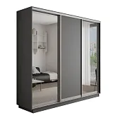 Шкаф-купе Оптим 3-х дверный  1 секция (ЛДСП, 2 Зеркала)  180 см. 1 штанга, 11 полок