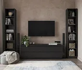 S00272 Варма 4Д комод 160х54х40 шпон ясень, черный S00272 Варма 4Д комод 160х54х40 шпон ясень, черный