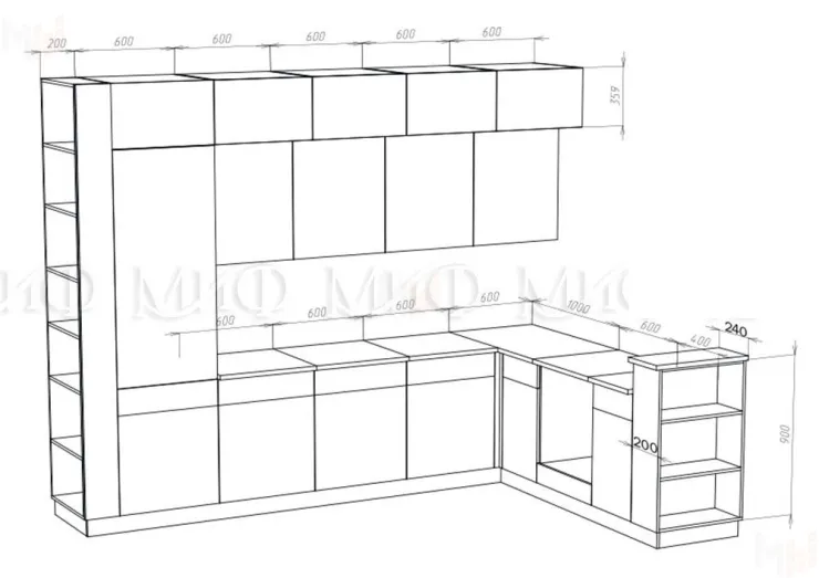 Кухня Техно-5 New угловая 3,2*2,24 сонома/белый глянец