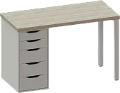 Стол письменный Ингар 1/5Т дуб беленый / белый