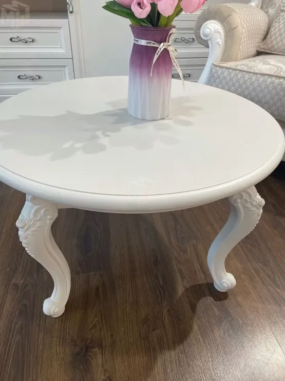 Столик круглый Мишель белый матовый Столик круглый Мишель белый матовый