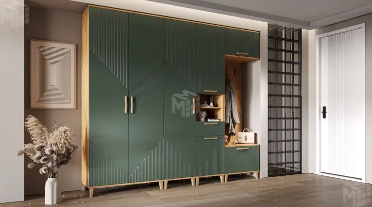 Прихожая Ирис Браш Мени Грин/Дуб Крафт